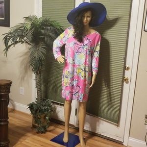 Lilly Pulitzer floral print pink dress  sz XL
